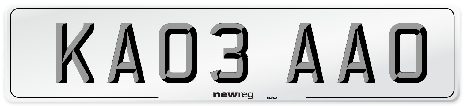 KA03 AAO Number Plate from New Reg